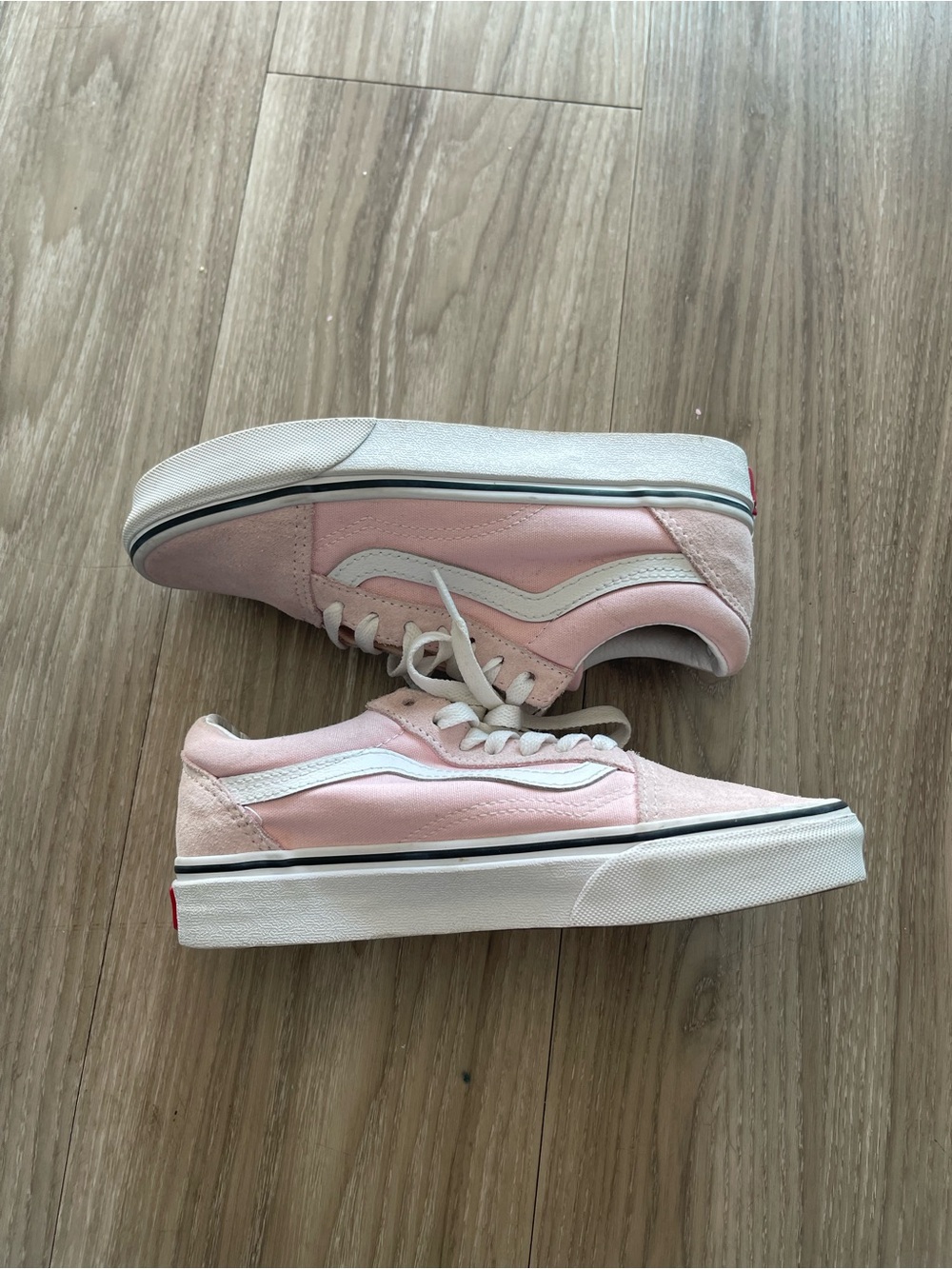 Pink Low-Top Canvas Sneakers with White Side Stripe